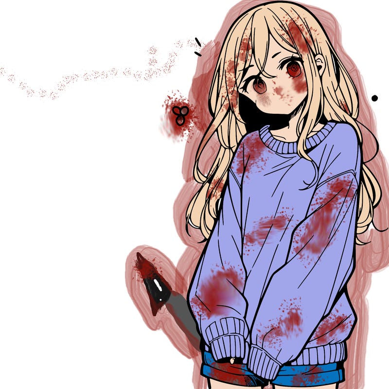 manga teen girl  in a sweater and baggy pants