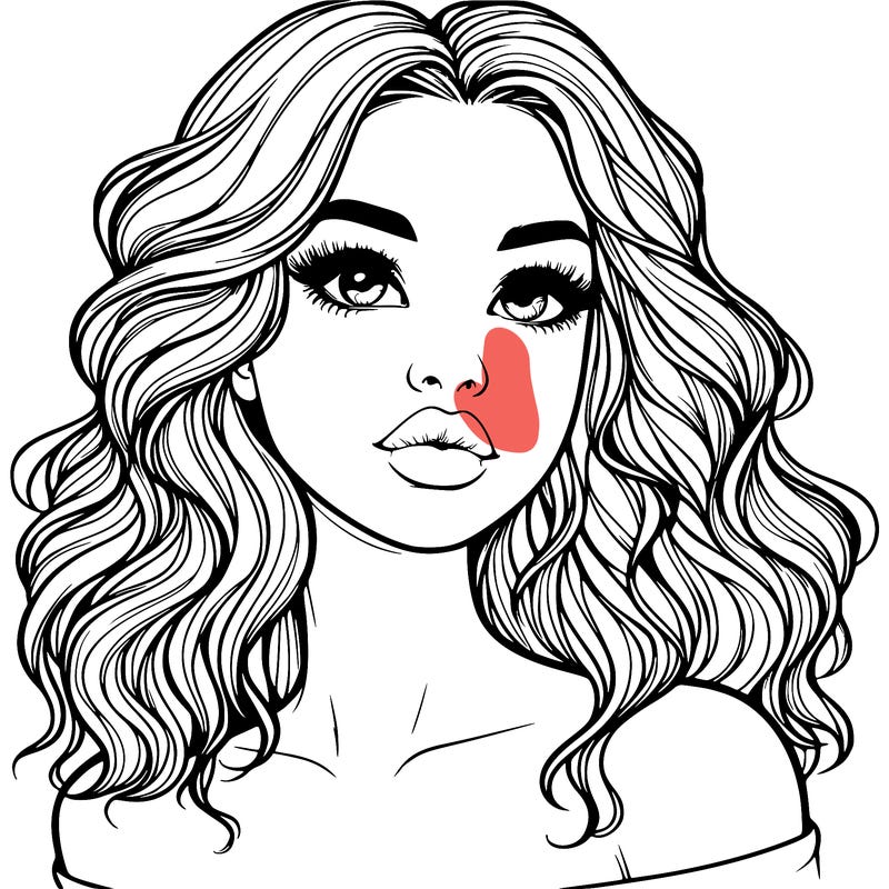 realistic girl with wavy hair and lips