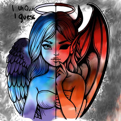 realistic angel half demon