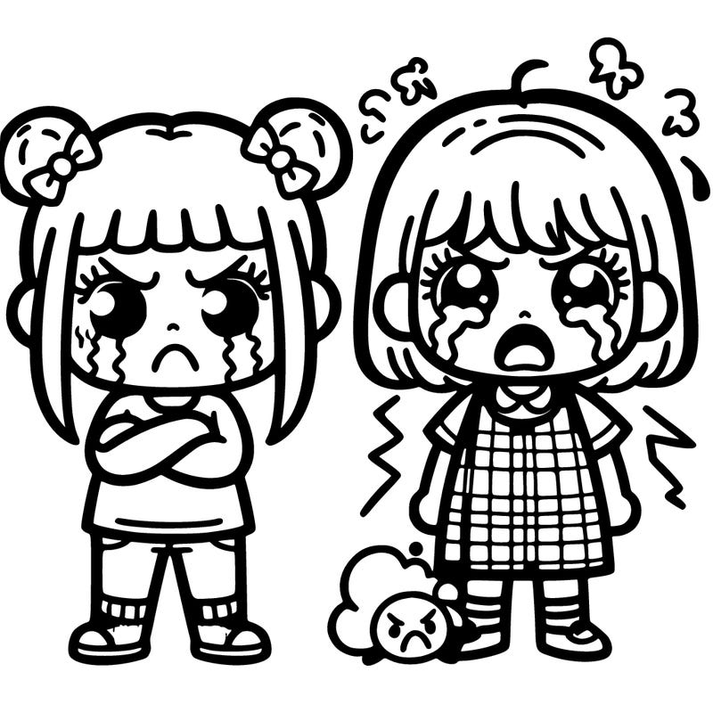angry girl next to a crying girl