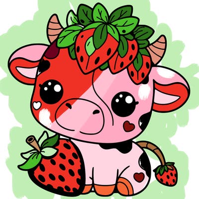 cute strawberry cow