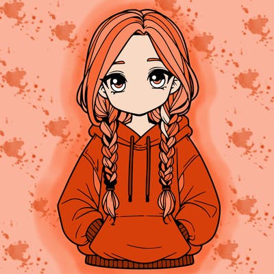 a realistic girl with a oversized hoodie and she has braids