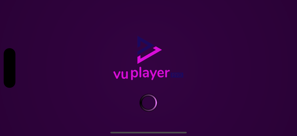 VU Player Pro splash screen with logo and loading icon on a purple background