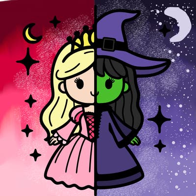 split princess and witch