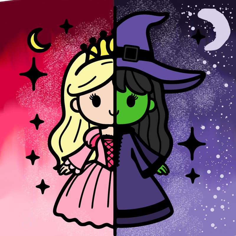 split princess and witch