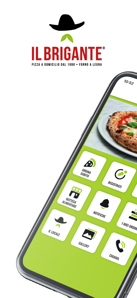 Il Brigante Pizzeria - Il Brigante Pizzeria mobile app home screen showing order menu and wood fired pizza