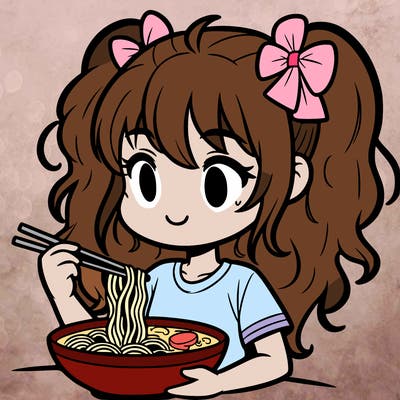 a girl eating ramen