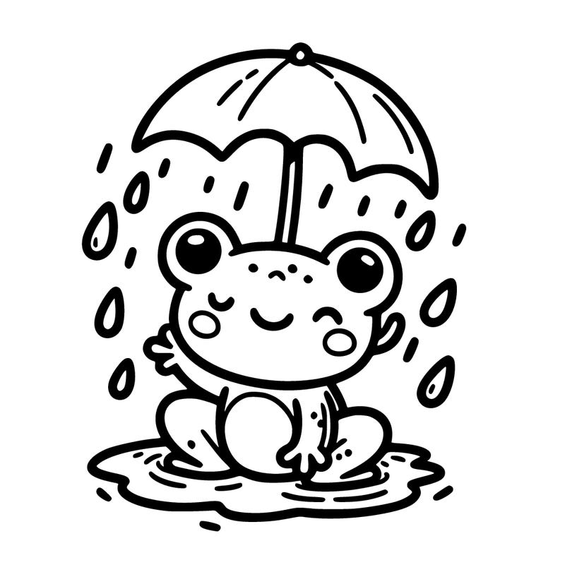 cute frog in the rain