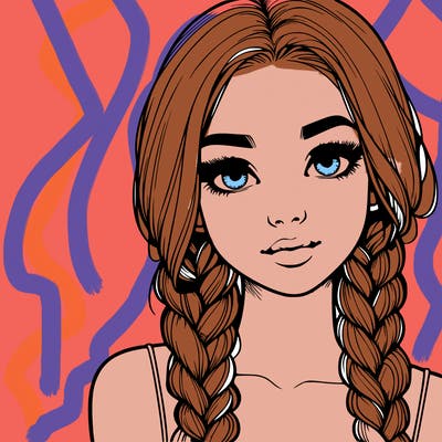 realistic girl with braids