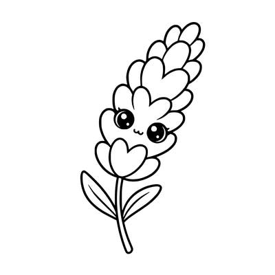 the flower lavender kawaii but cute and a little realistic