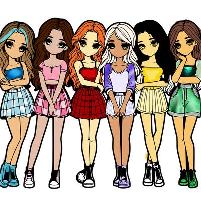 a group of girls realistic