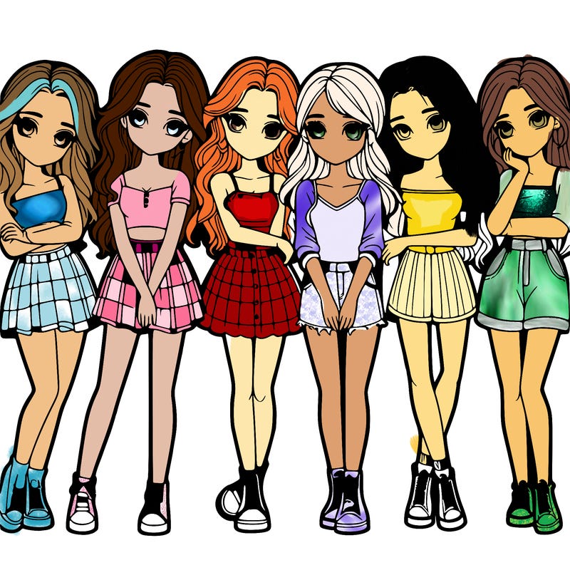 a group of girls realistic