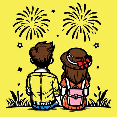 couple watching fireworks