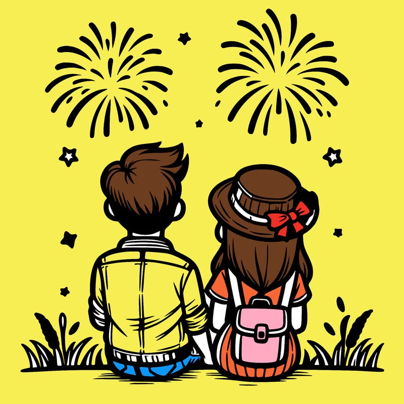 couple watching fireworks