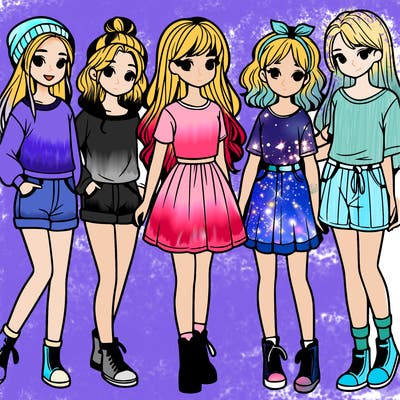 a group of five girls