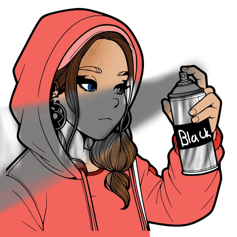 a realistic girl, spray painting