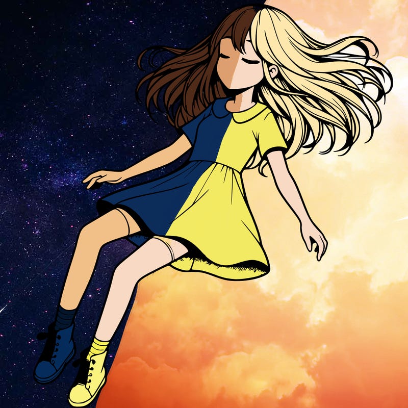 realistic girl floating