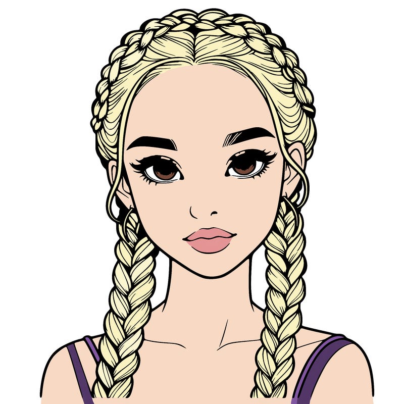 realistic girl with braids