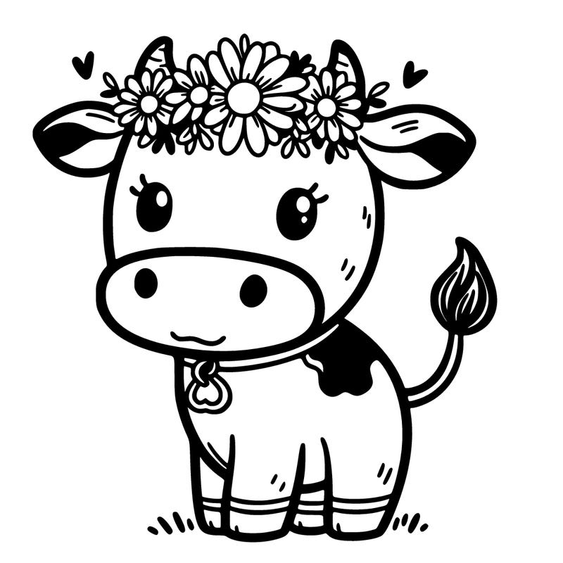 cow with a flower crown