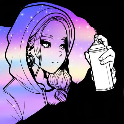 a realistic girl, spray painting