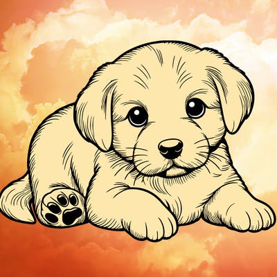 a cute realistic puppy