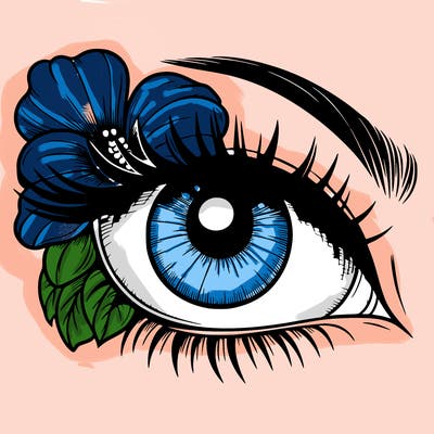realistic eye with flower