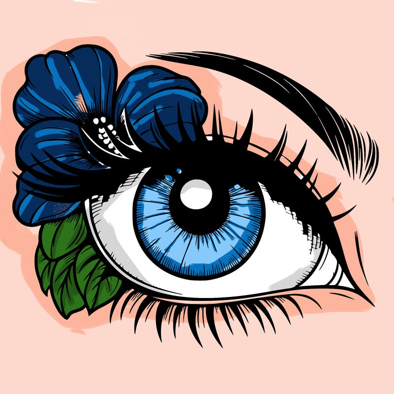 realistic eye with flower