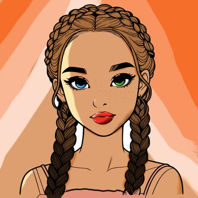 realistic girl with braids