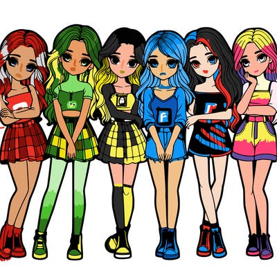 a group of girls realistic