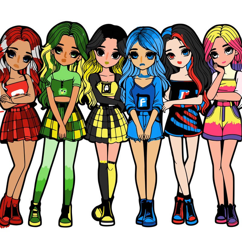 a group of girls realistic