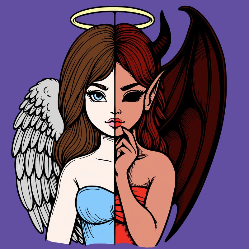 realistic angel half demon