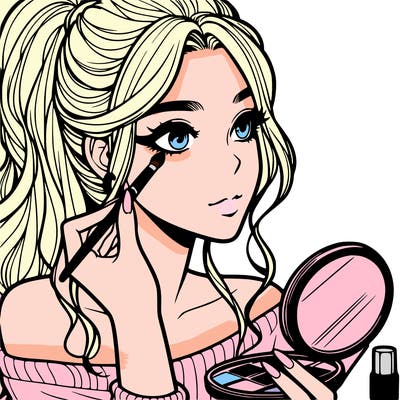 a realistic girl doing her makeup