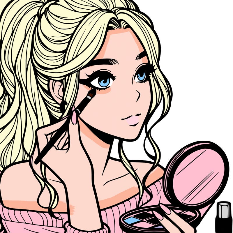 a realistic girl doing her makeup