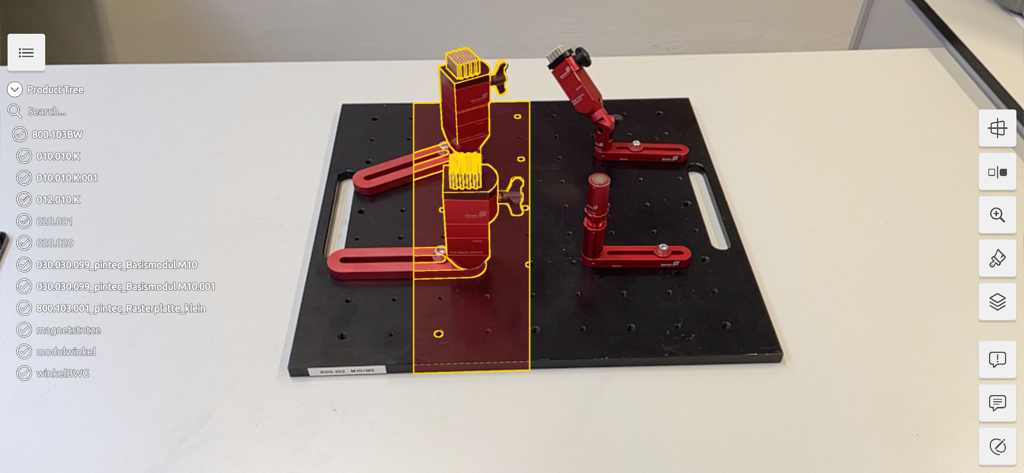 物理的な機械部品にCADデータをオーバーレイするためにSuPARを使用した拡張現実ビジュアルインスペクション