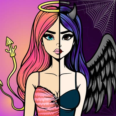devil vs angel realistic girl