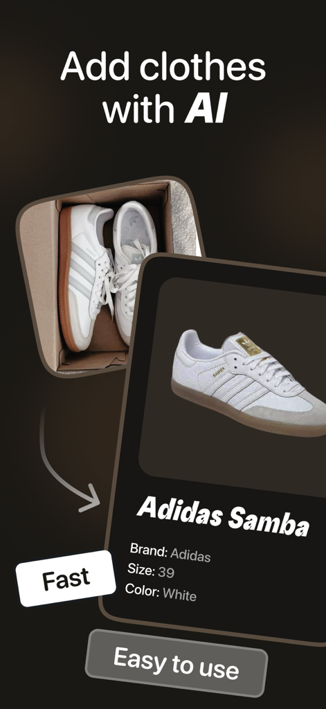 AI Clothes Changer: Stylist - Interface showing how to add shoes to a digital wardrobe using AI in the AI Clothes Changer Stylist app.