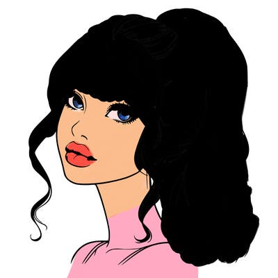 realistic girl with a ponytail on her hair and lips