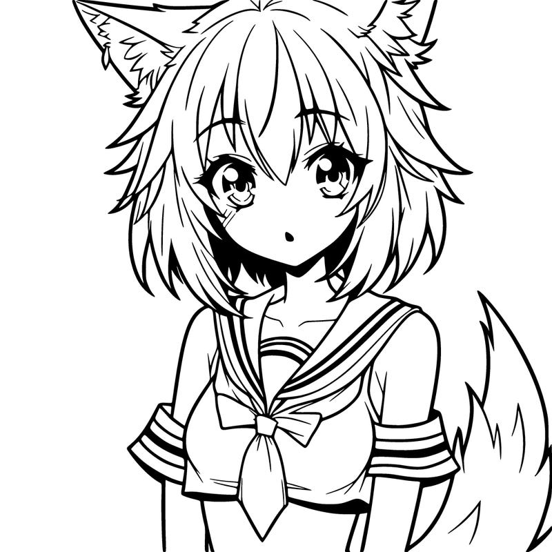 pretty anime wolf girl