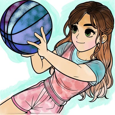 realistic girl playing basketball