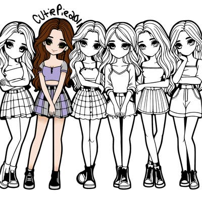 a group of girls realistic