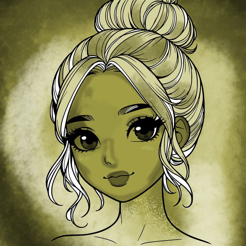 realistic pretty girl with hair in bun