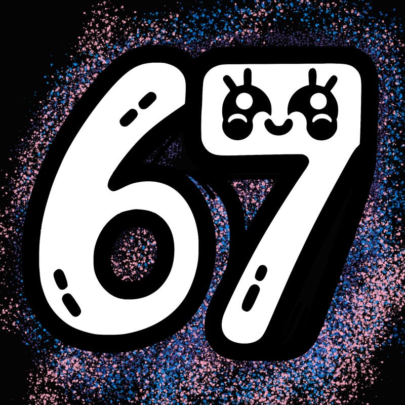 the numbers 67