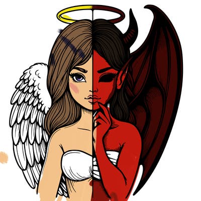 realistic angel half demon