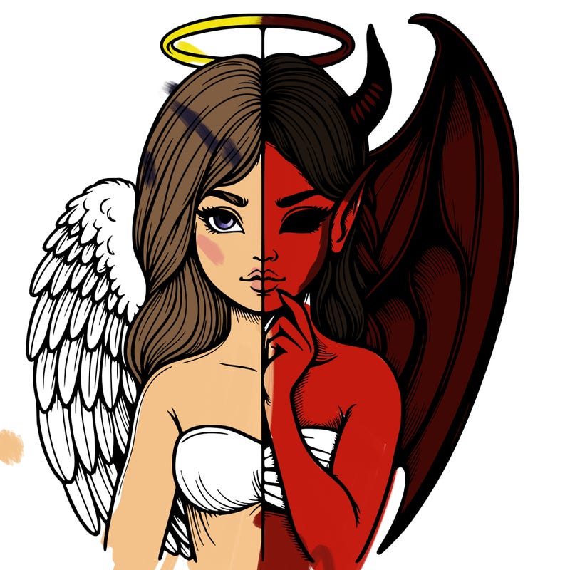 realistic angel half demon