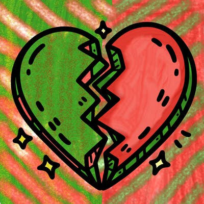 split in half heart