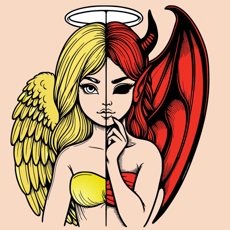 realistic angel half demon