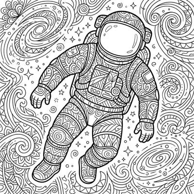 Float into a world of intricate patterns and cosmic wonder with this unique Zentangle cosmonaut coloring page. Perfect for space enthusiasts and those who love detailed, meditative art.