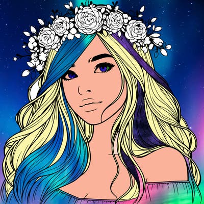 realistic girl with flower crown