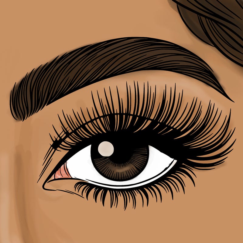 woman close up eye with long eyelashes