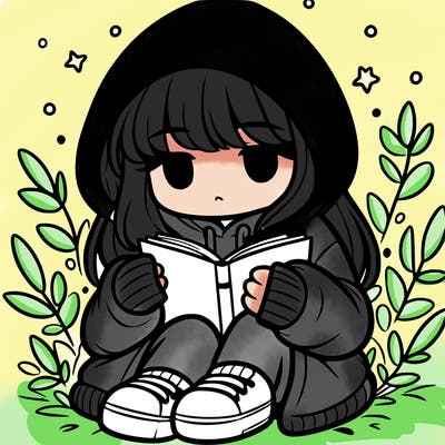 girl in oversized hoodie reading a book